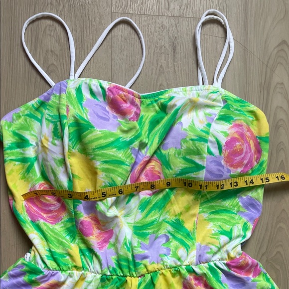3XHost Pick💚Orvis Floral Green and Yellow One Piece - Picture 3 of 10